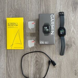 Garmin Venu Sq 2 Smartwatch - Dark Gray with Black Band